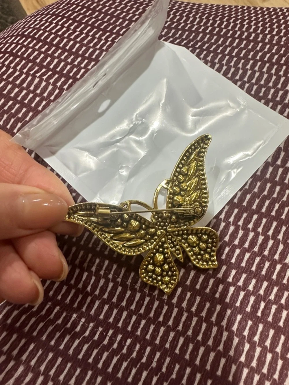 Multicolor Rhinestone Butterfly Brooch Pin - Gold Tone